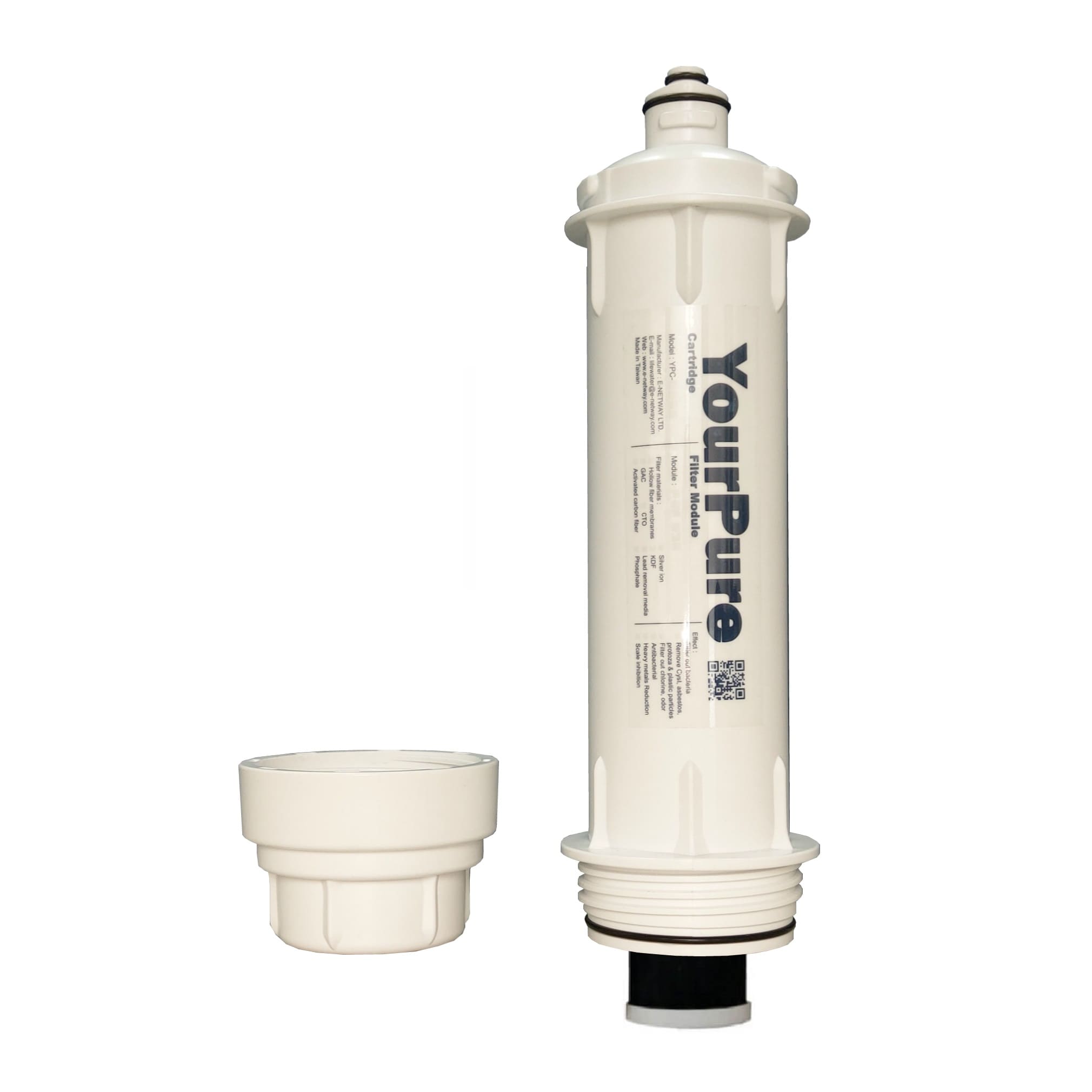 Dechlorination, sterilization and scale inhibition quick rellease water purifier