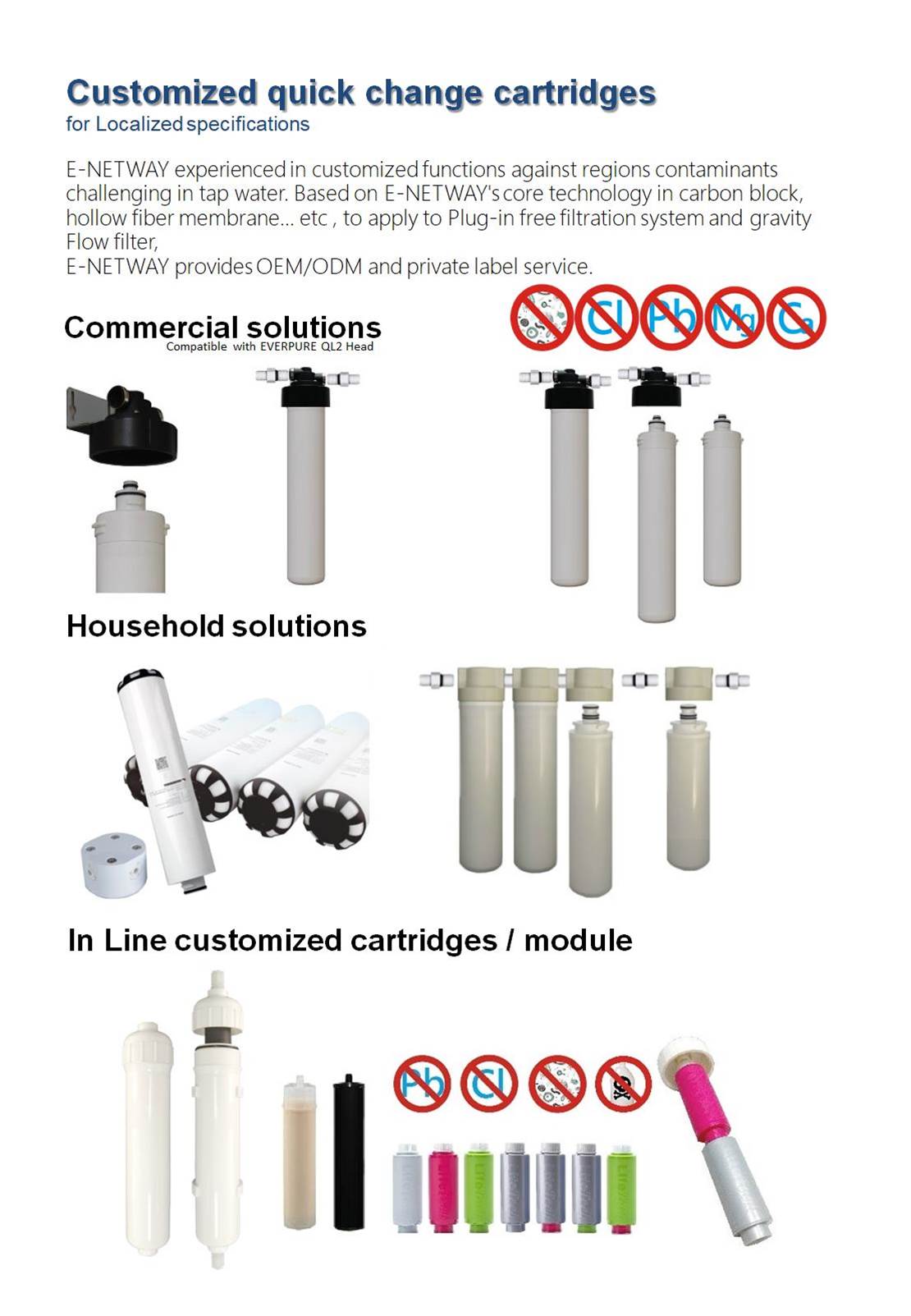 We provide quick change water filter and inline water filter cartridges.