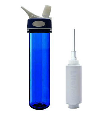 450 liter blue portable water filter bottle