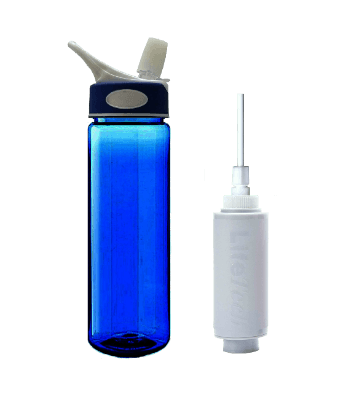 650 liter blue portable water filter bottle